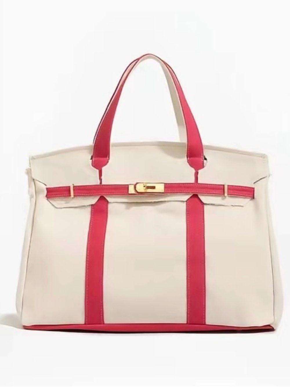Boatkin Canvas Two-Tone Bag - Red with Gold Hardware